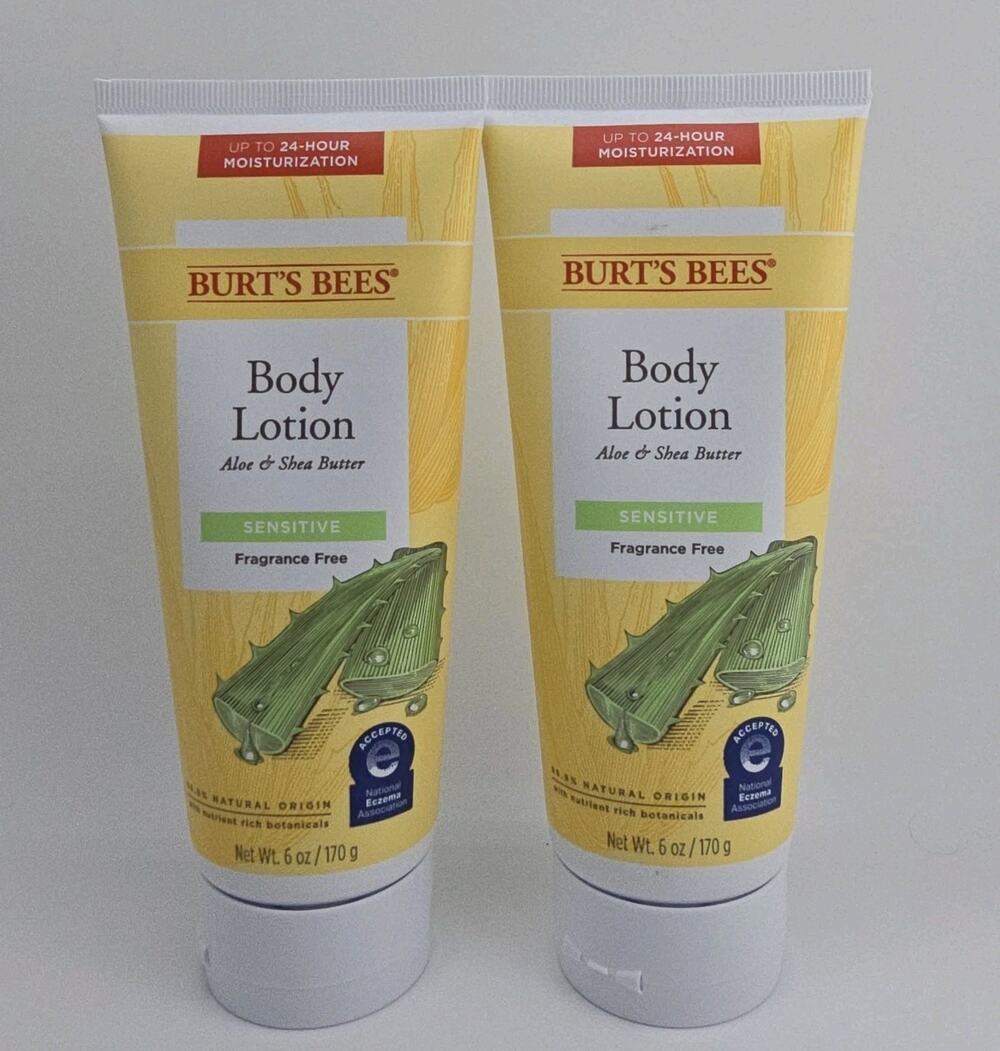 2 Pack Burt's Bees SENSITIVE Aloe & Shea Butter Body Lotion 6 oz